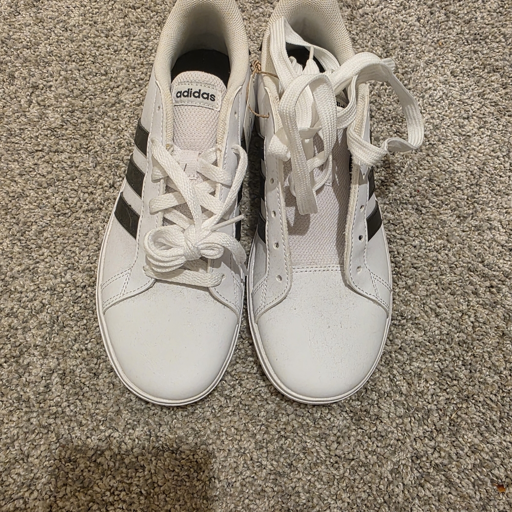 Adidas Kids White and Black Striped Sneakers